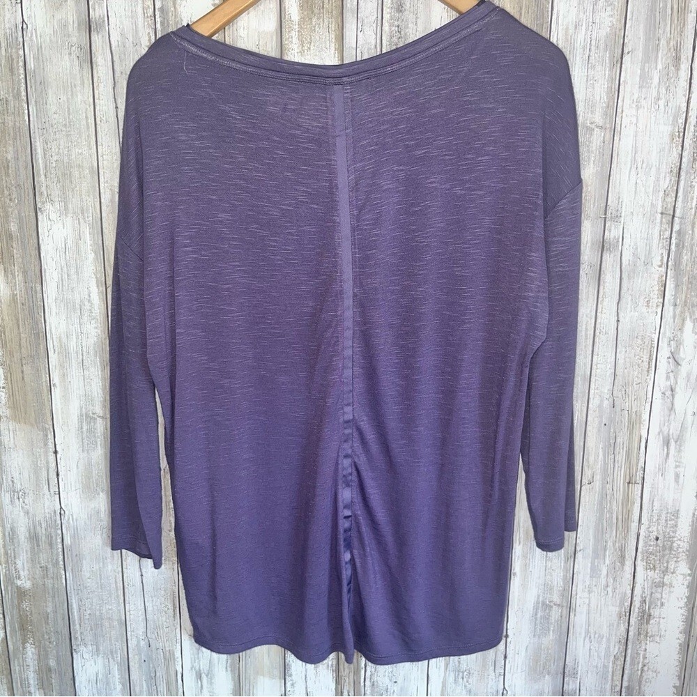 White House Black Market Purple Scoop Neck Oversized Long Sleeve Blouse Small - Picture 5 of 6